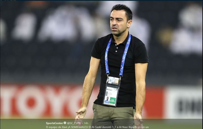 Pelatih Al Sadd yang juga legenda Barcelona, Xavi.
