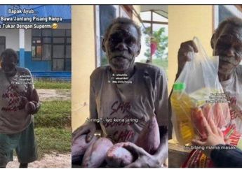 Viral, Perjuangan Pak Ayub Asal Papua Terjang Hujan Tukarkan Pisang Jantung Demi Mie Instan untuk Makan Bersama Istri