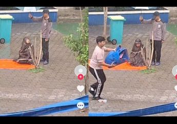 Viral, Aksi Pak Satpam Rela Basah Kuyup Demi Payungi Guru yang Sedang Salat di Lapangan Sekolah Biar Tak Kebasahan, Auto Dipuji Netizen