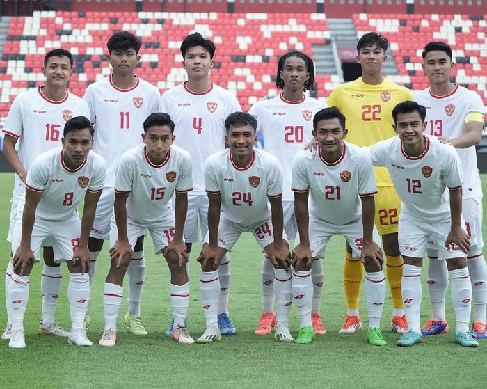 Skuad timnas Indonesia saat menjalani uji coba lawan Bali United jelang ASEAN Cup 2024.