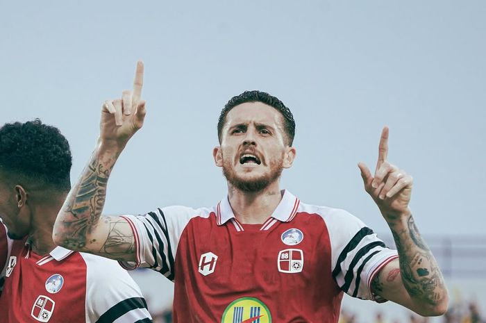 Jaime Moreno mencetak gol kemenangan Barito Putera atas Semen Padang di Stadion Demang Lehman, Balikpapan, Sabtu (8/2/2025).