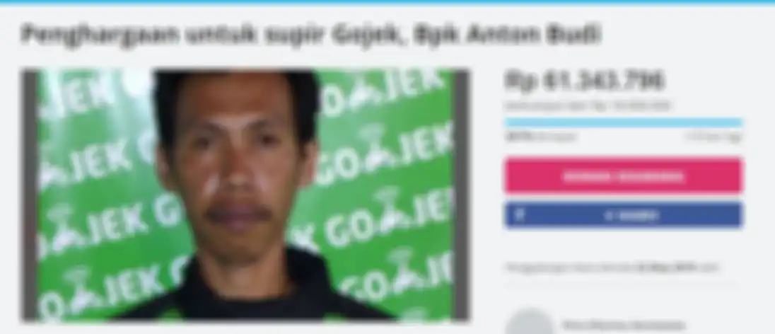 Driver ojek online dapat donasi untuk beli motor
