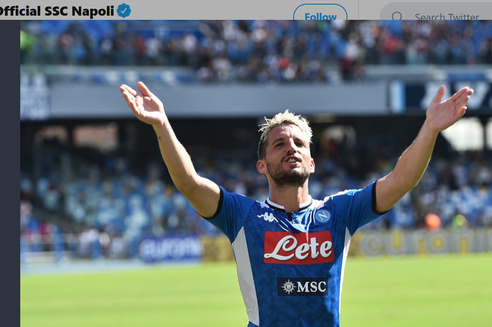 Dries Mertens mencetak gol ke-114 untuk Napoli saat menang 2-1 atas Brescia, Minggu (29/9/2019) di San Paolo.