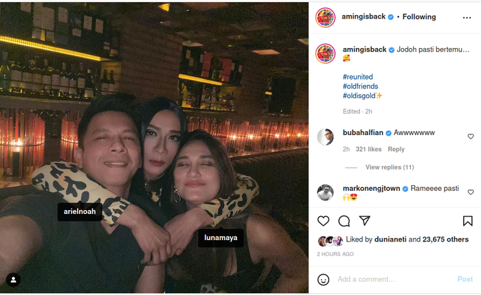 Aming unggah foto bersama Ariel dan Luna Maya