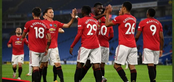 Manchester United meraih kemenangan 3-0 di kandang Brighton &amp; Hove Albion, AMEX Stadium, dalam lanjutan Liga Inggris, 30 Juni 2020.