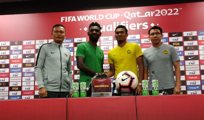 Jumpa pers jelang pertandingan timnas Malaysia vs timnas Indonesia di Stadion Bukit Jalil, Kuala Lumpur, Malaysia, Selasa (18/11/2019).