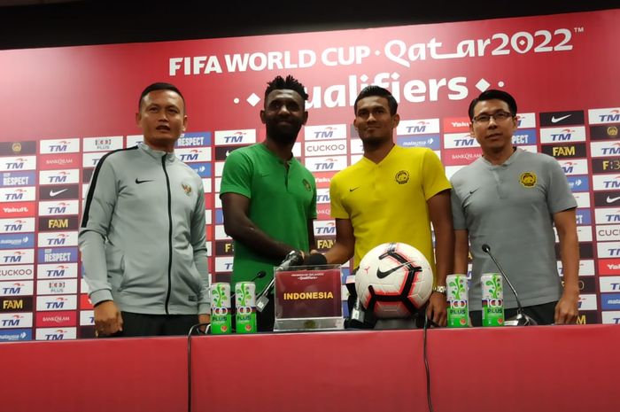 Jumpa pers jelang pertandingan timnas Malaysia vs timnas Indonesia di Stadion Bukit Jalil, Kuala Lumpur, Malaysia, Selasa (18/11/2019).