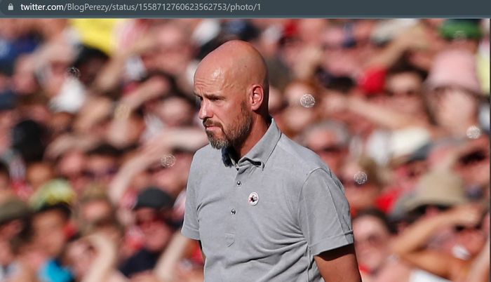 Ekspresi Erik ten Hag saat Manchester United dihancurkan Brentford dengan skor mencolok 0-4.