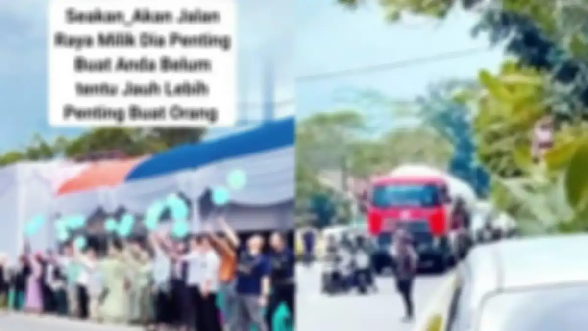 Pesta pernikahan digelar di pinggir jalan raya.
