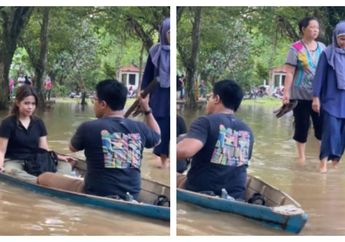 Bikin Ngabrut Plus Kesal, Pasangan Ini Pamer Aksi Naik Perahu Saat Banjir padahal Airnya Cuma Setinggi Mata Kaki: Jadi Pengin Nenggelamin