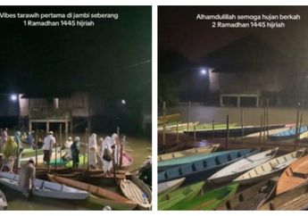 Masya Allah, Biar Banjir Menerjang, Warga di Jambi Rela Naik Perahu Demi ke Masjid dan Salat Tarawih: Effortnya Gak Main-main!