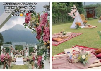 Viral, Pengantin Ini Usung Tema Piknik di Kaki Gunung dan Tamu yang Datang Duduk Lesehan, Auto Banjir Pujian Netizen
