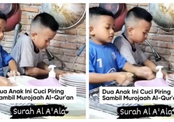 Cuci Piring Sambil Murojaah Al Qur'an, 2 Bocah Laki-laki Ini Auto Viral, Netizen: MasyaAllah Sambil Sambung Ayat