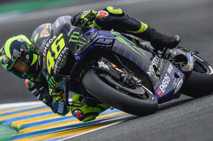 Penampilan Valentino Rossi pada sesi kualifikasi MotoGP Prancis 2019, Sabtu (18/5/2019).