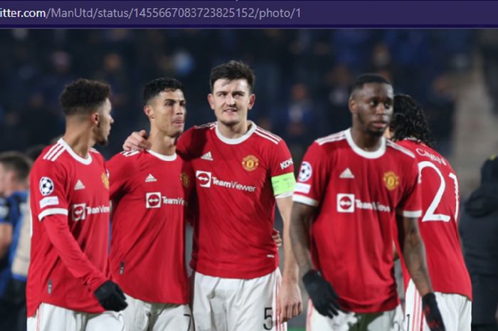 Para pemain Manchester United saat melawan Atalanta dalam laga Grup F Liga Champions 2021-2022 di Stadio di Bergamo, Selasa (2/11/2021) waktu setempat atau Rabu dini hari WIB.