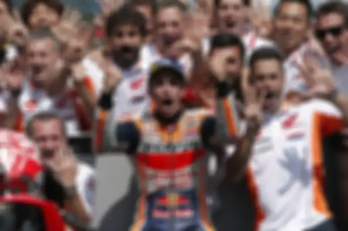 Marc Marquez merayakan kemenangan MotoGP Jerman Serba Angka 9
