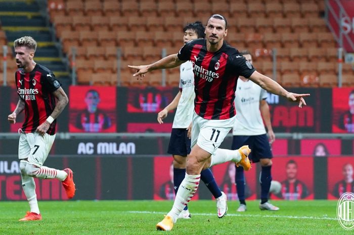 Zlatan Ibrahimovic mencetak 2 gol untuk AC Milan pada pekan pertama Liga Italia 2020-2021.