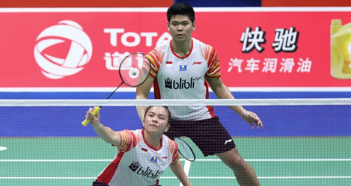 Pasangan Praveen Jordan/melati Daeva Oktavianti saat melakoni laga pembuka Piala Sudirman 2019, Minggu (19/5/2019)