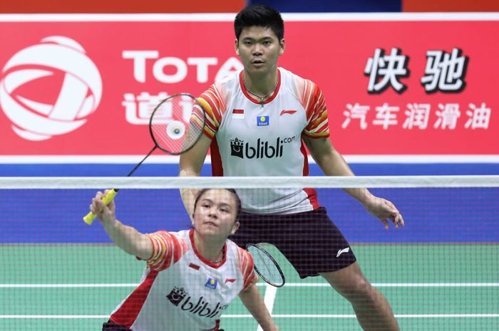 Pasangan Praveen Jordan/melati Daeva Oktavianti saat melakoni laga pembuka Piala Sudirman 2019, Minggu (19/5/2019)