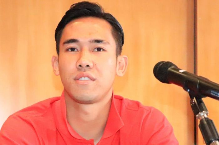 Pemain Persija Jakarta, Ryuji Utomo, dalam sesi konferensi pers di Singapura, Senin (4/2/2019).