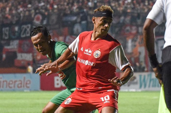 Gelandang Persija Jakarta, Bruno Matos, saat melawan PSS Sleman