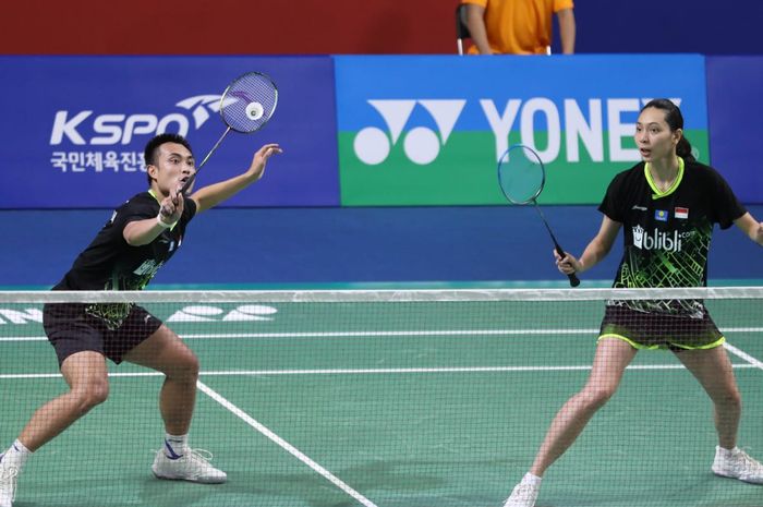 Ganda campuran Indonesia, Hafiz Faizal/Gloria Emanuelle Widjaja ketika berlaga pada babak kesatu hari kedua Korea Open 2019 Rabu (25/9/2019)