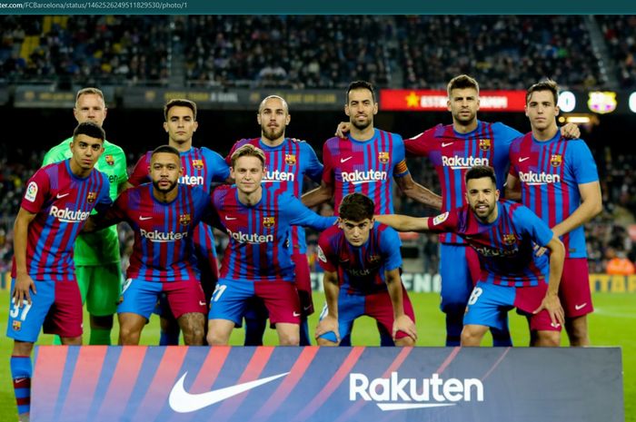 Skuad Barcelona kala menghadapi Espanyol pada laga pekan ke-14 Liga Spanyol 2021-2022.