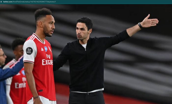 Mikel Arteta dan Pierre-Emerick Aubameyang terlibat friksi di Arsenal.