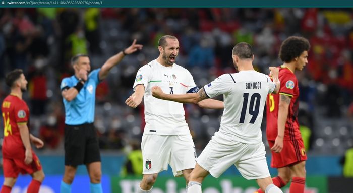 Duo bek veteran timnas Italia, Leonardo Bonucci dan Giorgio Chiellini.