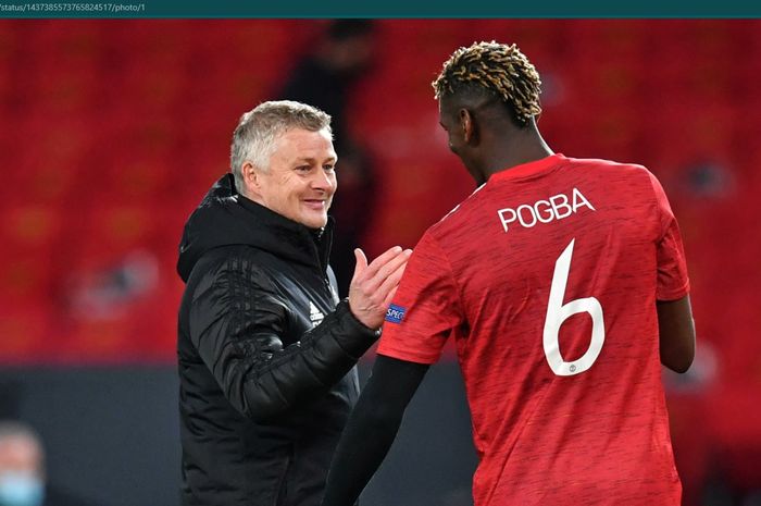 Momen kebersamaan Paul Pogba dan Ole Gunnar Solskjaer.