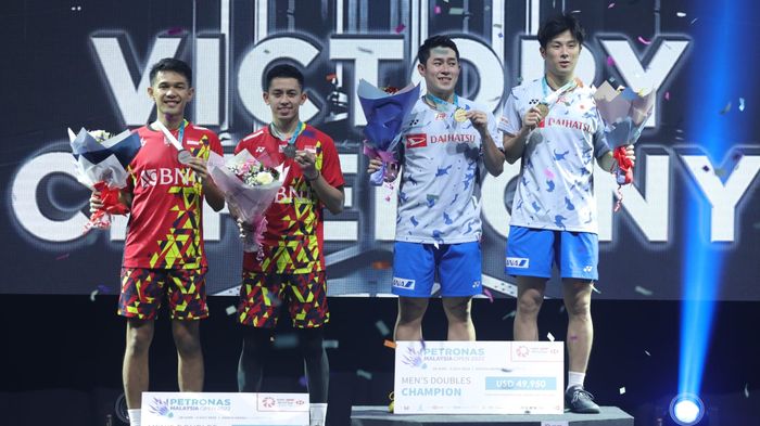 Ganda putra Indonesia, Fajar Alfian/Muhammad Rian Ardianto, keluar sebagai runner-up pada Malaysia Open 2022, Minggu (3/7/2022).