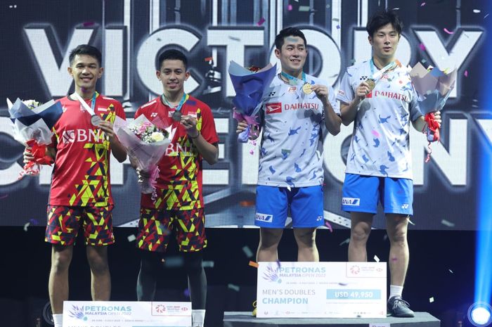 Ganda putra Indonesia, Fajar Alfian/Muhammad Rian Ardianto, keluar sebagai runner-up pada Malaysia Open 2022, Minggu (3/7/2022).