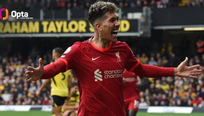 Roberto Firmino mencetak hat-trick dalam kemenangan 5-0 Liverpool atas Watford pada laga pekan ke-8 Liga Inggris 2021-2022, Sabtu (16/10/2021).