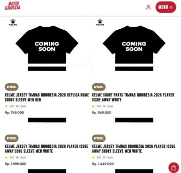 Berikut beberapa rincian harga jersey Timnas Indonesia bersutan Kelme yang bakal rilis hari ini Kamis (12/3/2026).