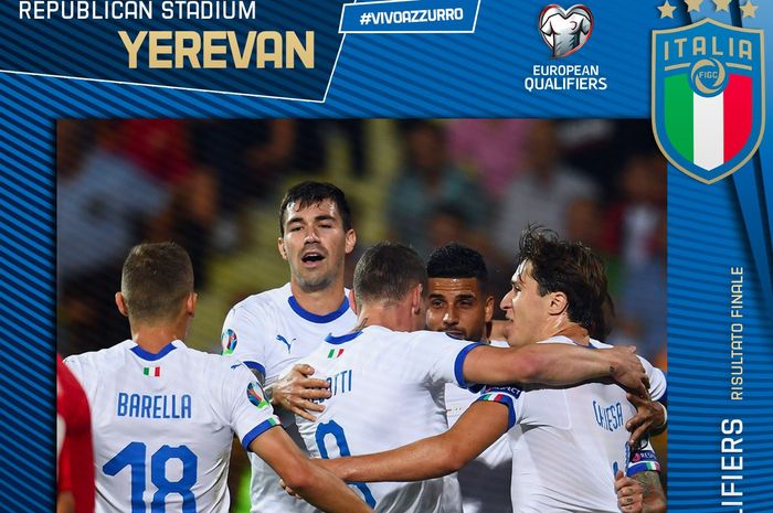 Timnas Italia menang atas Armenia di Yerevan, 5 September 2019. 