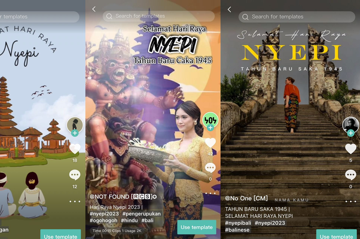 Screenshot tampilan template video ucapan Hari Raya Nyepi 2023.