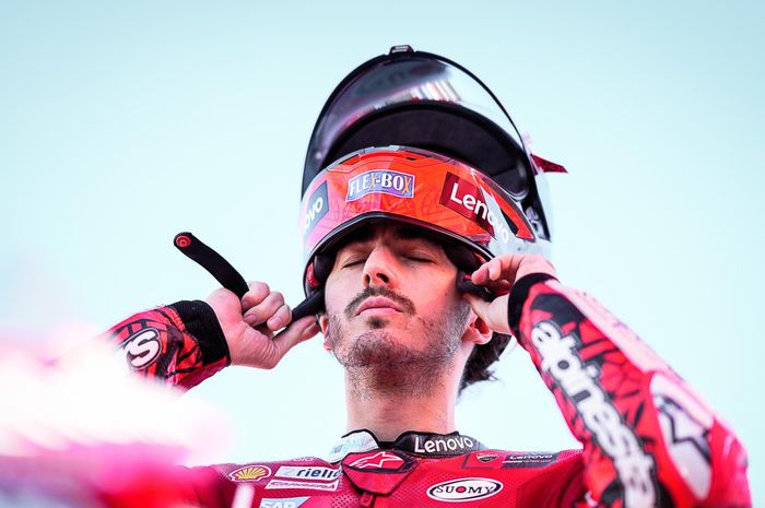 Pembalap Ducati Francesco Bagnaia menjelang tampil pada sesi balapan MotoGP Jepang 2022, Minggu (25/9/2022)