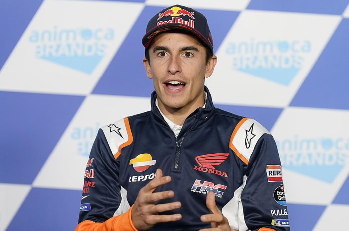 Pembalap Repsol Honda, Marc Marquez pada sesi press conference MotoGP Australia 2022 di Sirkuit Phillip Island, Australia, Kamis (13/10/2022)