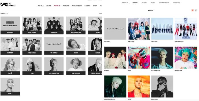Profil BIGBANG dan profil individu blackpink dihapus oleh YG Entertainment.