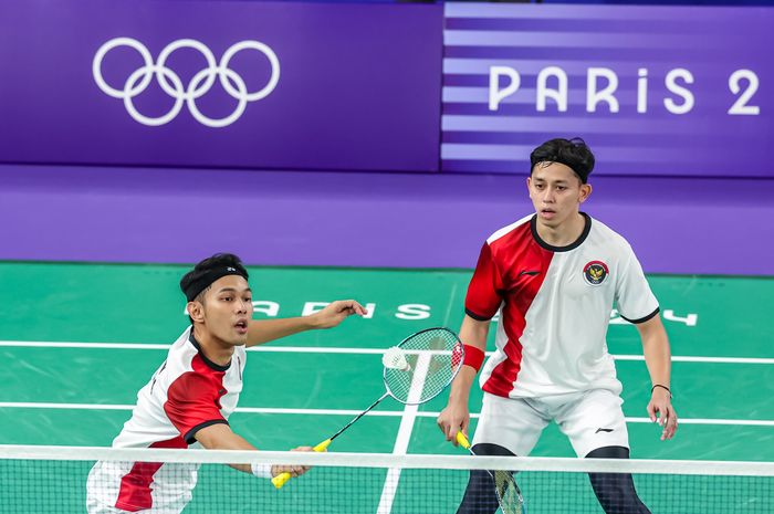 Aksi ganda putra Indonesia, Fajar Alfian/Muhammad Rian Ardianto, pada perempat final Olimpiade Paris 2024