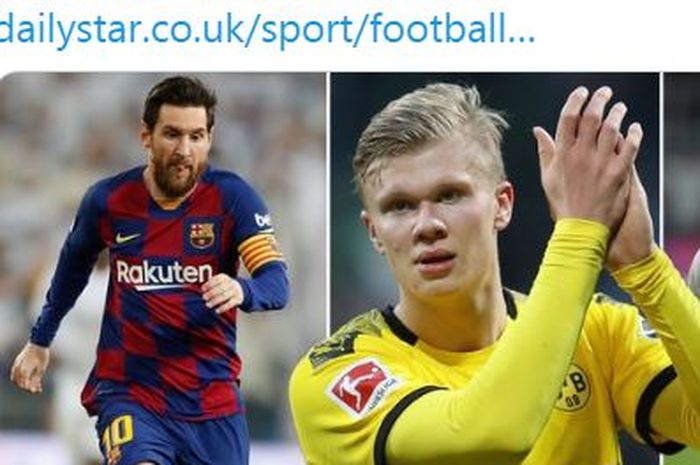 Megabintang Barcelona, Lionel Messi, striker Borussia Dortmund, Erling Haaland, dan megabintang Juventus, Cristiano Ronaldo.