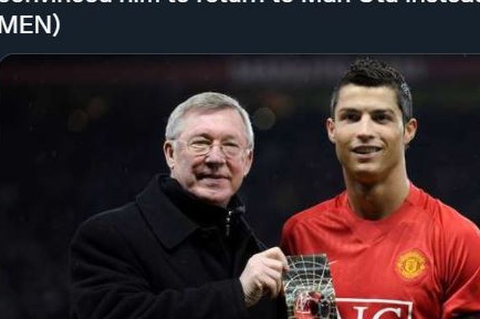 Cristiano Ronaldo bersama Sir Alex Ferguson saat masih di Manchester United.