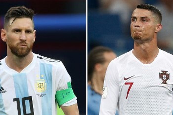 Lionel Messi (kiri) dan Cristiano Ronaldo saat masing-masing membela timnas Argentina dan Portugal. Messi dan Ronaldo akan kembali tampil di Piala Dunia 2022.