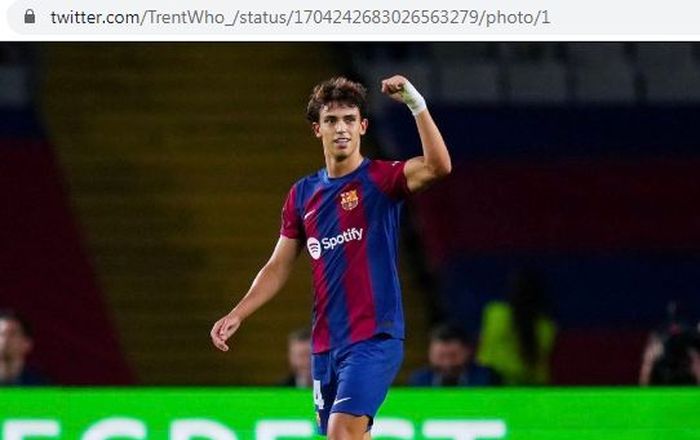 Selebrasi winger Barcelona, Joao Felix, dalam laga menghadapi Royal Antwerp di Liga Champions, Rabu (20/9/2023) dini hari WIB.