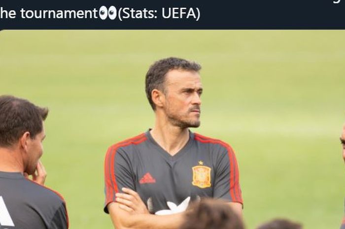 Luis Enrique saat memimpin sesi latihan timnas Spanyol.