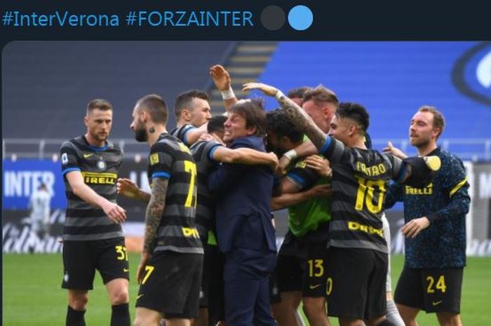 Inter Milan menaklukkan Hellas Verona dalam laga pekan 33 Liga Italia, 24 April 2021.