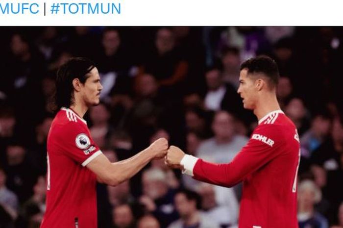 Dua striker Manchester United, Edinson Cavani dan Cristiano Ronaldo