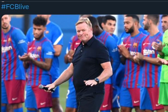 Ekspresi pelatih Barcelona, Ronald Koeman.