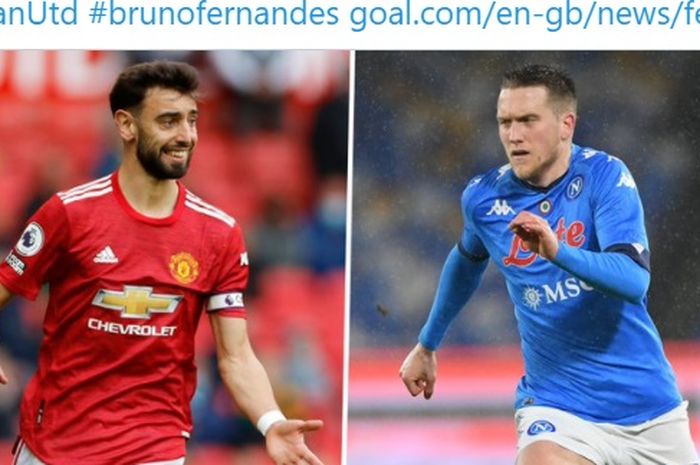 Gelandang Manchester United, Bruno Fernandes, sangat ingin main bersama dengan eks rekan setimnya di Udinese, Piotr Zielinski.