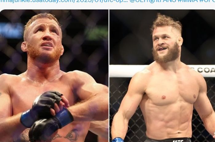 Montase dua jagoan yang bakal disabung di UFC 286, Justin Gaethje (kiri), dan Rafael Fiziev (kanan).